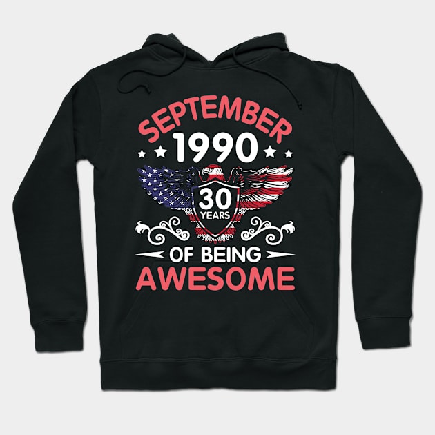 USA Eagle Was Born September 1990 Birthday 30 Years Of Being Awesome Hoodie by Cowan79